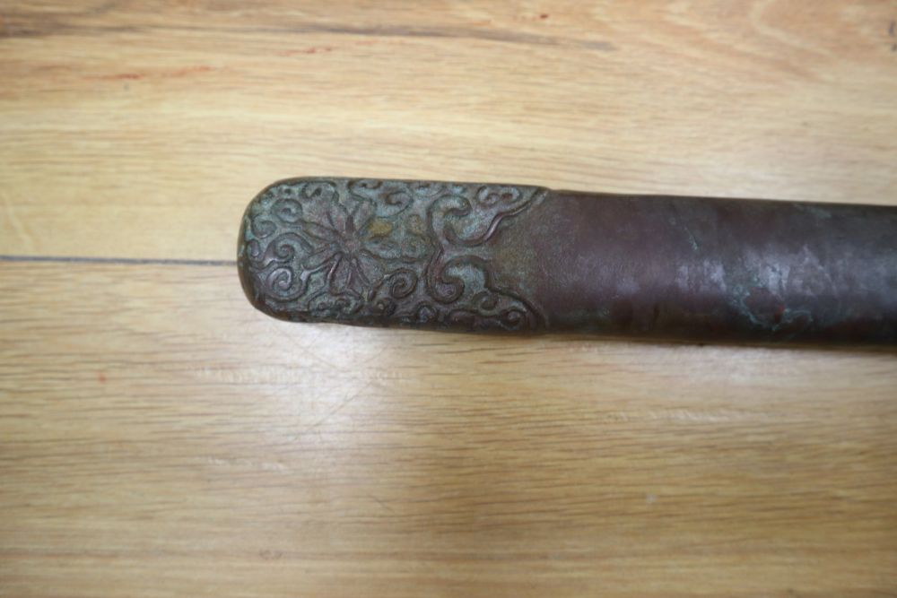 A Chinese bronze model of a sword, length 93cm